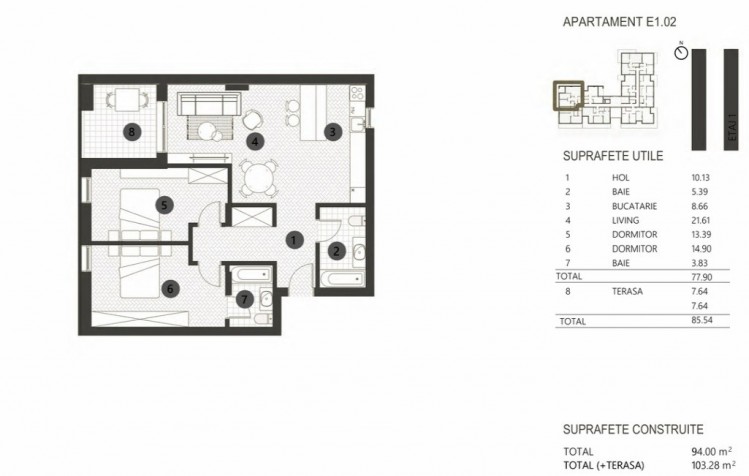 3 room apartment for sale in premium residential project Barbu Vacarescu, Bucharest