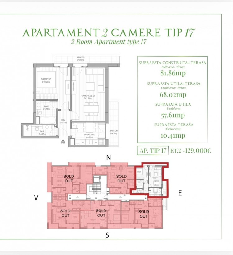 Apartament cu terasa de vanzare 2 camere zona Padurea Baneasa, Bucuresti