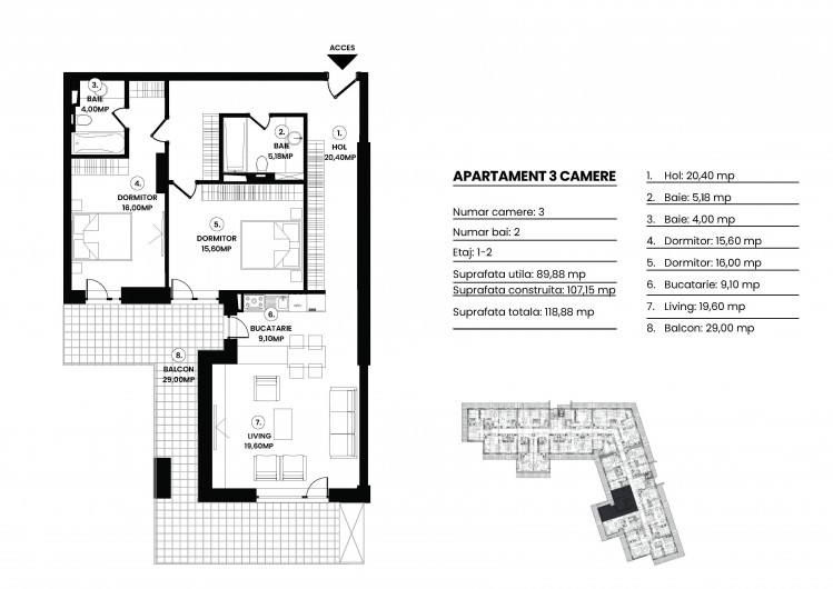 Elegant 3-Room Apartment with Spacious Terrace and Lake View &ndash; New Residential Complex