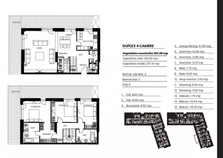 Duplex type 4 room apartment, North area - Floreasca lake view, Bucharest
