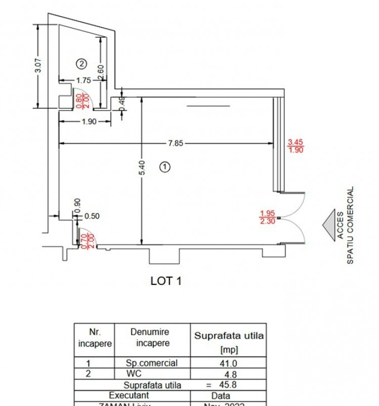 Commercial space for sale Amzei Square area, Bucharest 45.8 sqm