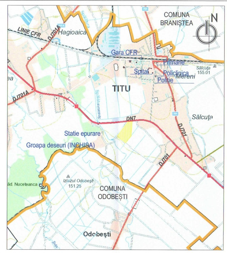Teren intravilan industrial de vanzare zona Titu, judetul Dambovita 94.505 mp